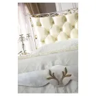 Klassiek tweepersoonsbed in ijzer en leer, gemaakt in Italië - King Viadurini