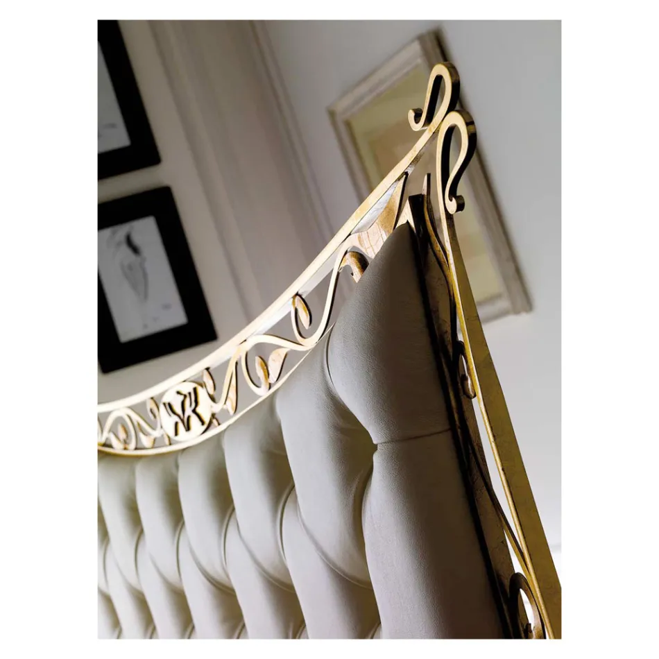 Klassiek tweepersoonsbed in ijzer en leer, gemaakt in Italië - King Viadurini