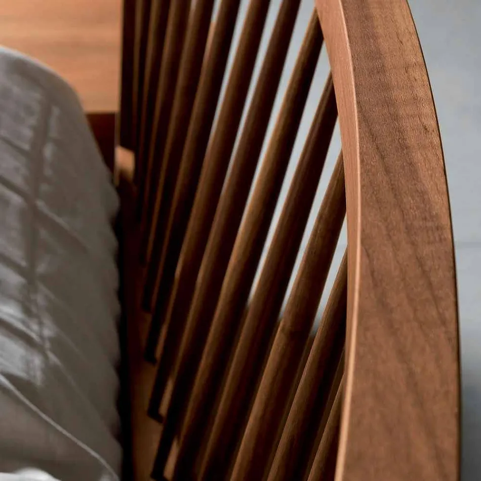 Design tweepersoonsbed 160x200cm met solide Alain-voetnoten onderstel Viadurini