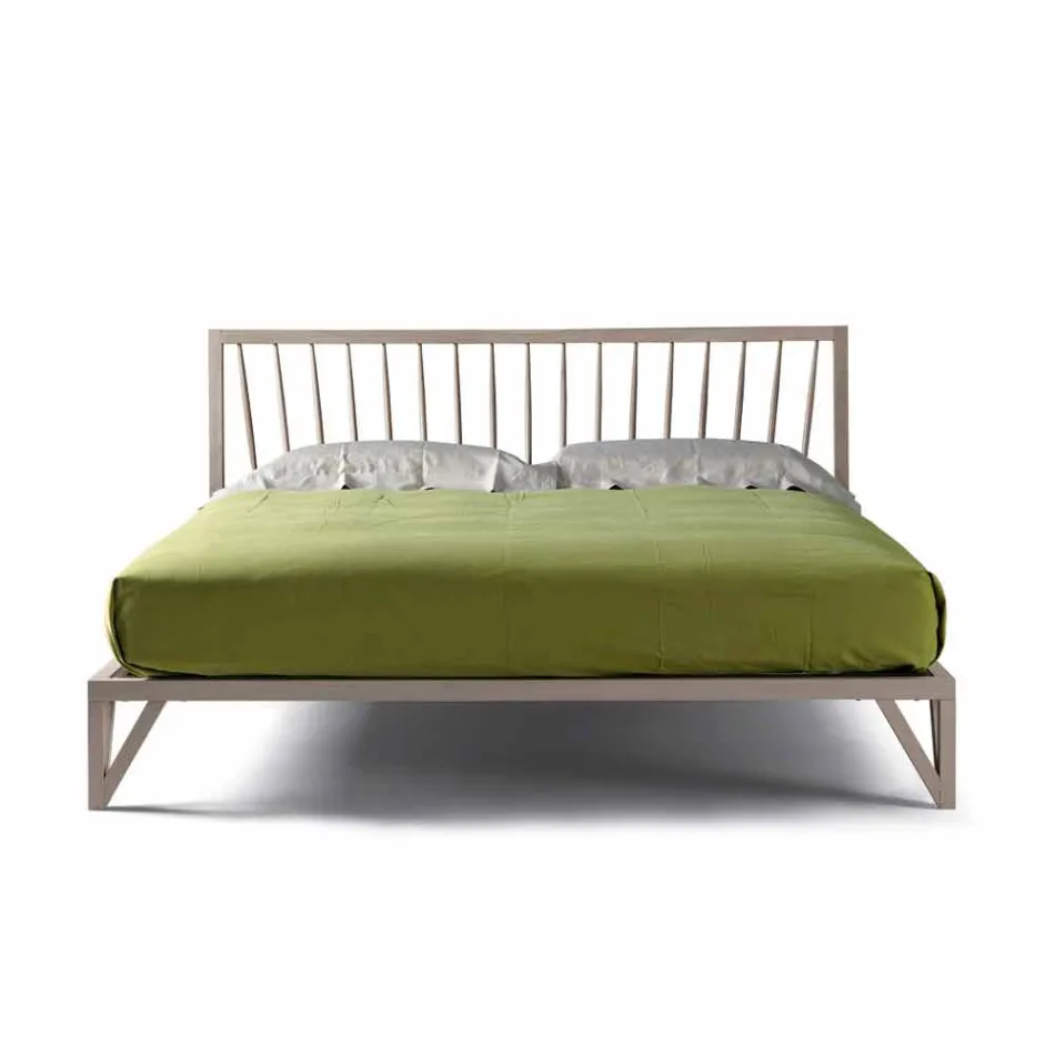 Design tweepersoonsbed 160x200cm met solide Alain-voetnoten onderstel Viadurini