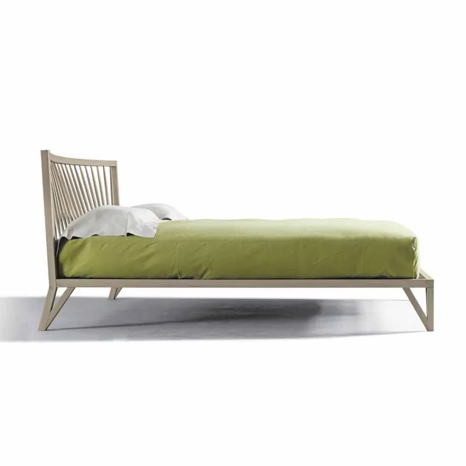 Design tweepersoonsbed 160x200cm met solide Alain-voetnoten onderstel Viadurini