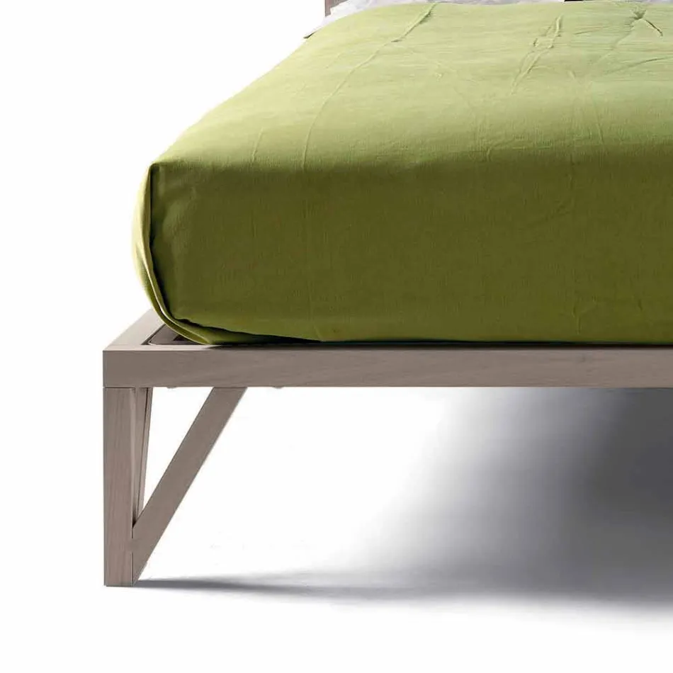Design tweepersoonsbed 160x200cm met solide Alain-voetnoten onderstel Viadurini