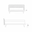 Design-tweepersoonsbed, bekleed met Corolle Bolzan-textiel Viadurini