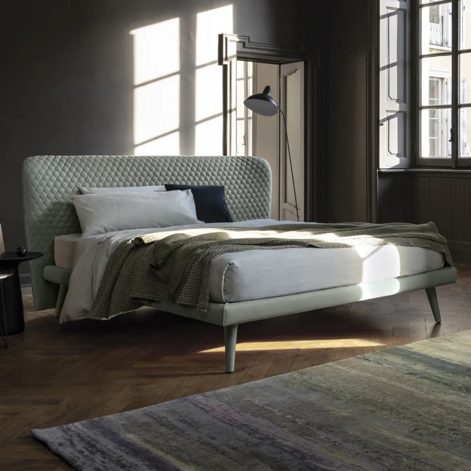 Tweepersoonsbed, zonder container, hedendaags design Corolle by Bolzan Viadurini