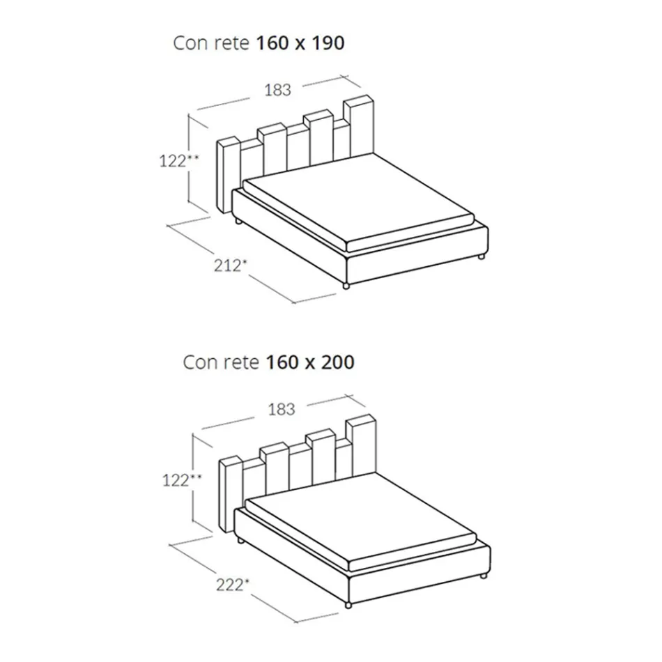Hoogwaardig modern gestoffeerd design tweepersoonsbed in blauw of grijs - Kenzo Viadurini