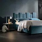Hoogwaardig modern gestoffeerd design tweepersoonsbed in blauw of grijs - Kenzo Viadurini