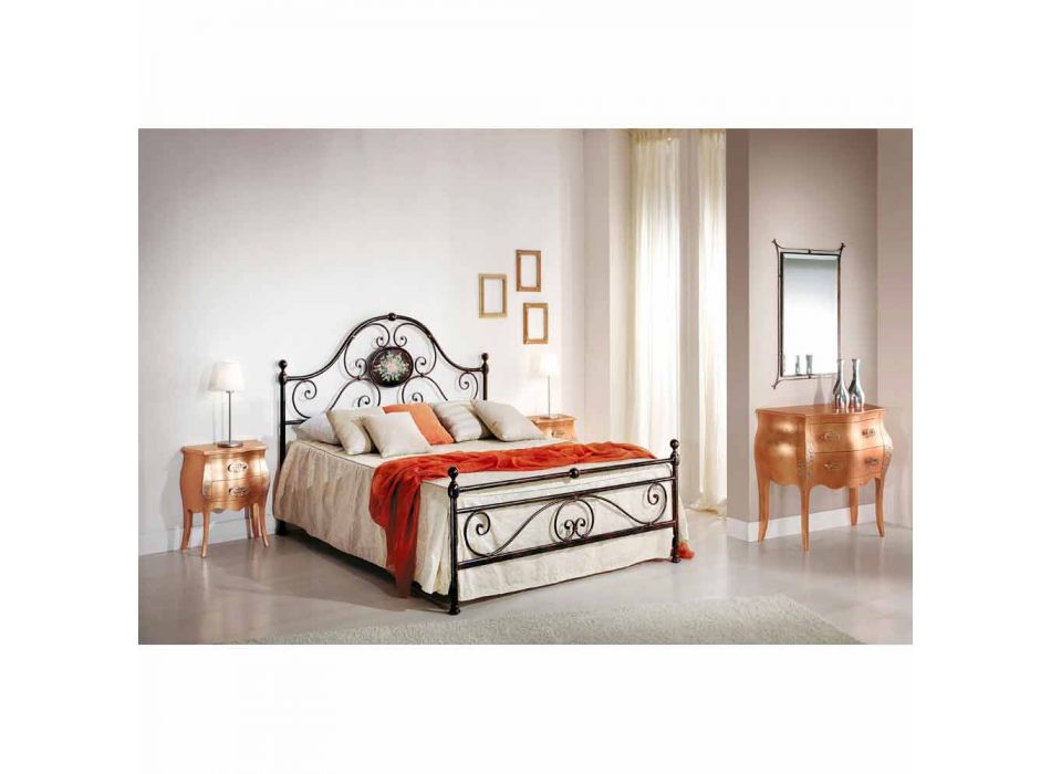 Dubbel bed met smeedijzeren ontwerp gemaakt Alexa Viadurini