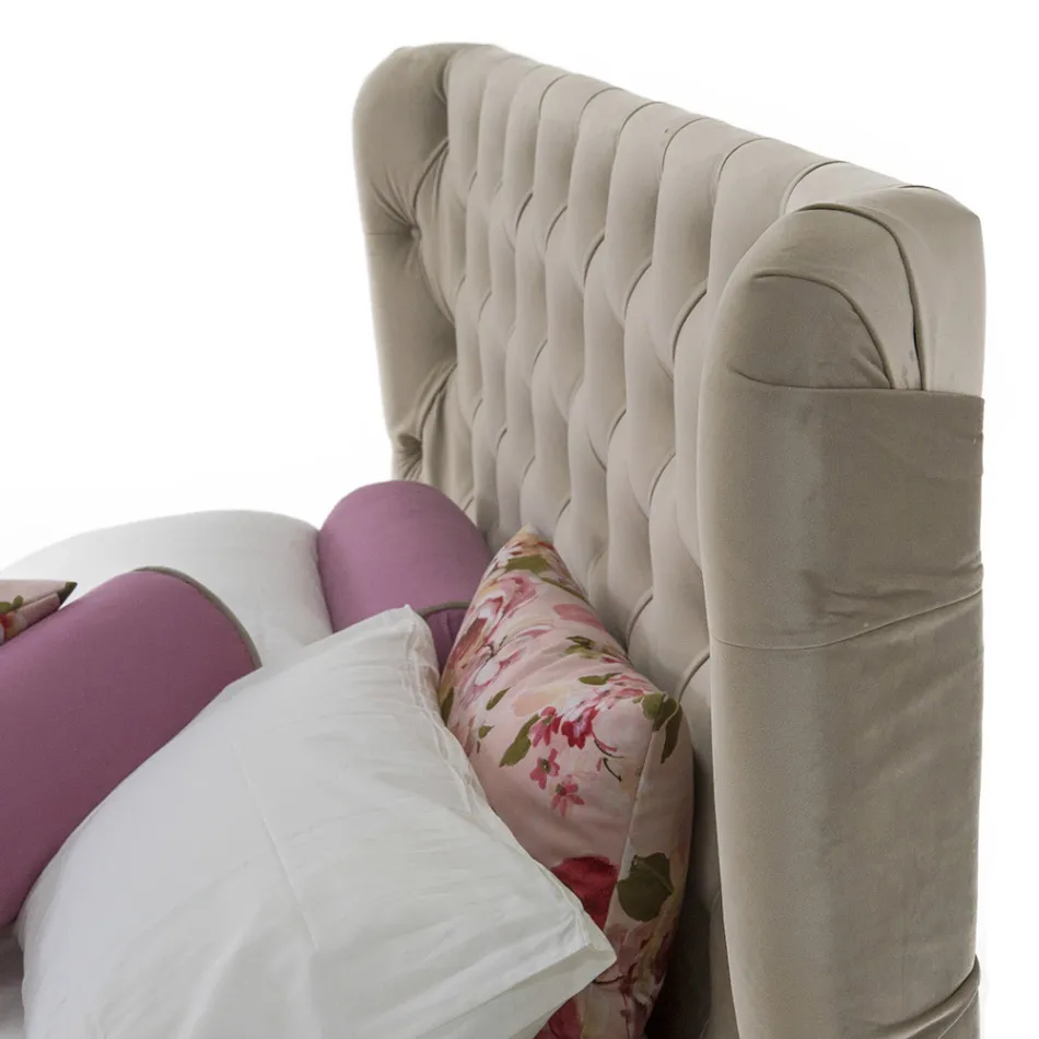 Luxe tweepersoonsbed met box en Capitonnè-hoofdeinde Made in Italy - Papero Viadurini