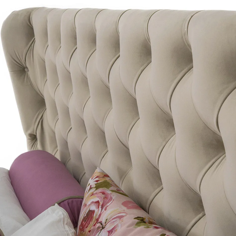 Luxe tweepersoonsbed met box en Capitonnè-hoofdeinde Made in Italy - Papero Viadurini