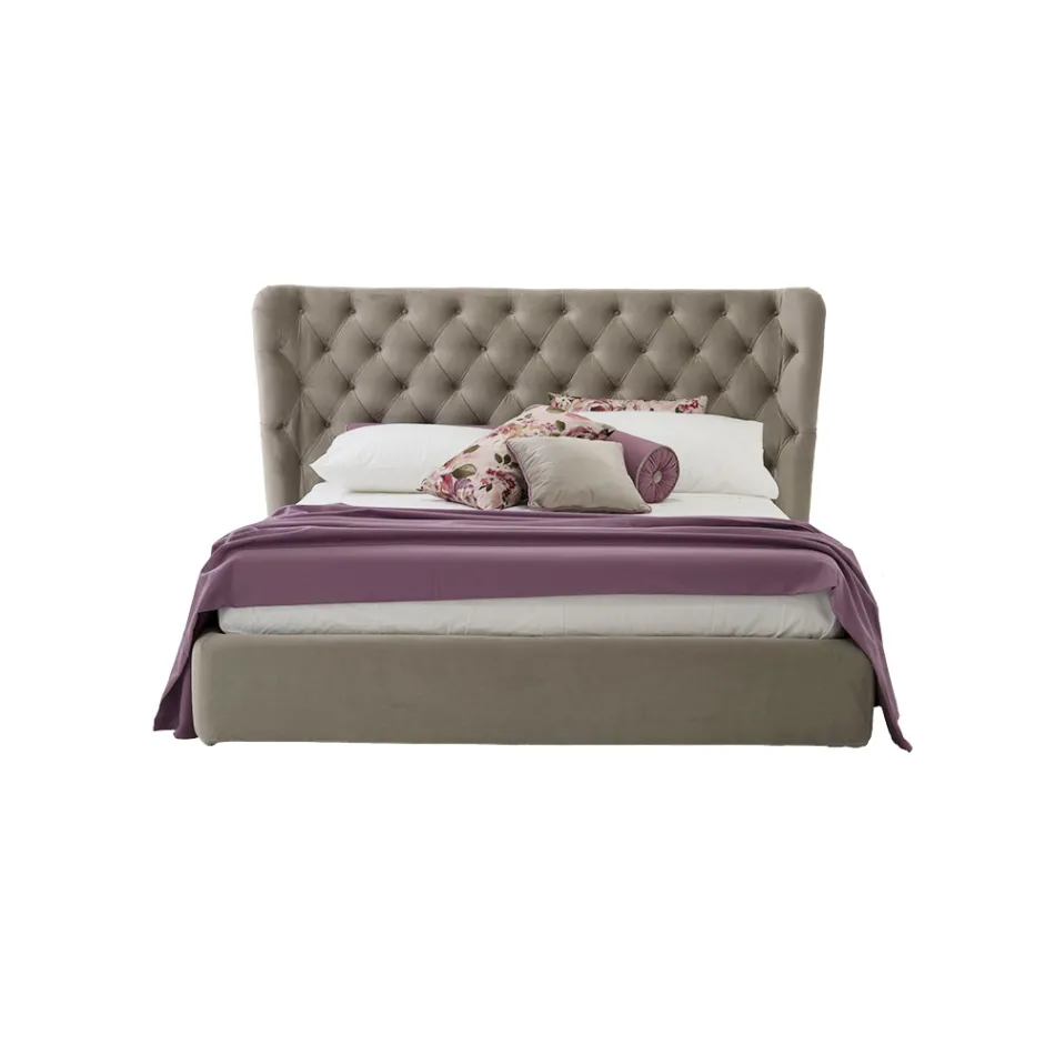 Luxe tweepersoonsbed met box en Capitonnè-hoofdeinde Made in Italy - Papero Viadurini
