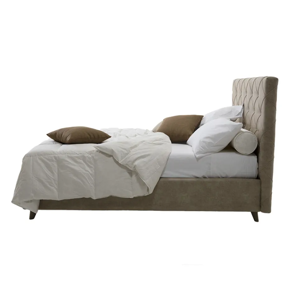 Luxe gestoffeerd tweepersoonsbed met opbergdoos, gemaakt in Italië – gescheurd Viadurini