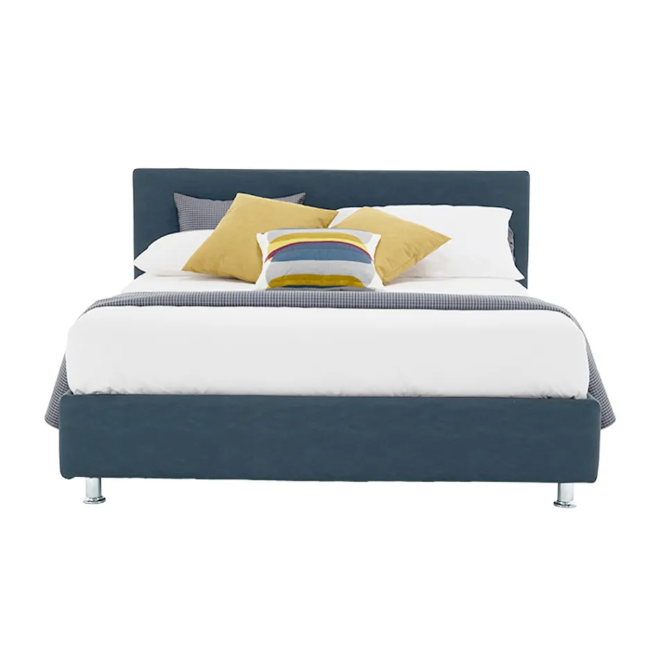 Luxe tweepersoonsbed van ecoleer of stof met box Made in Italy – Nuvola Viadurini