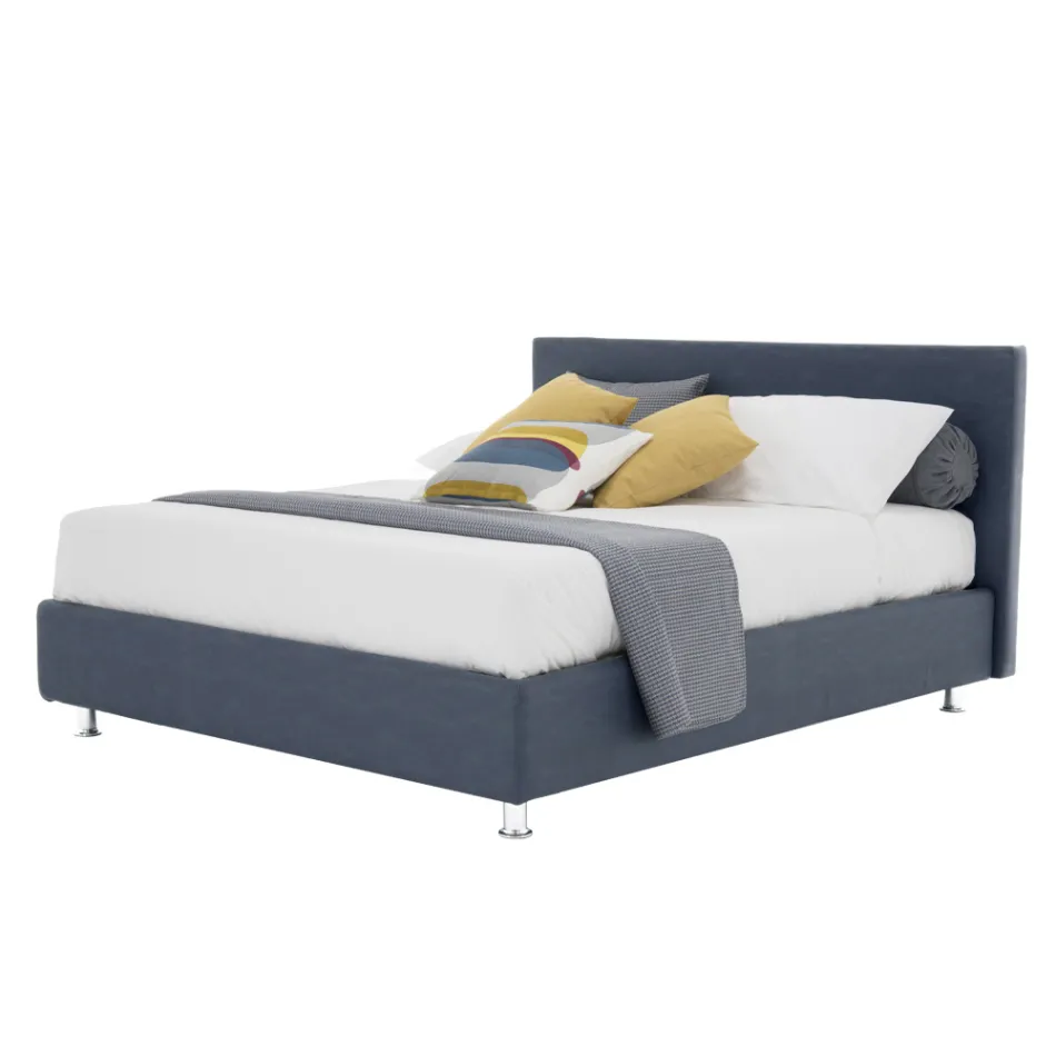 Luxe tweepersoonsbed van ecoleer of stof met box Made in Italy – Nuvola Viadurini