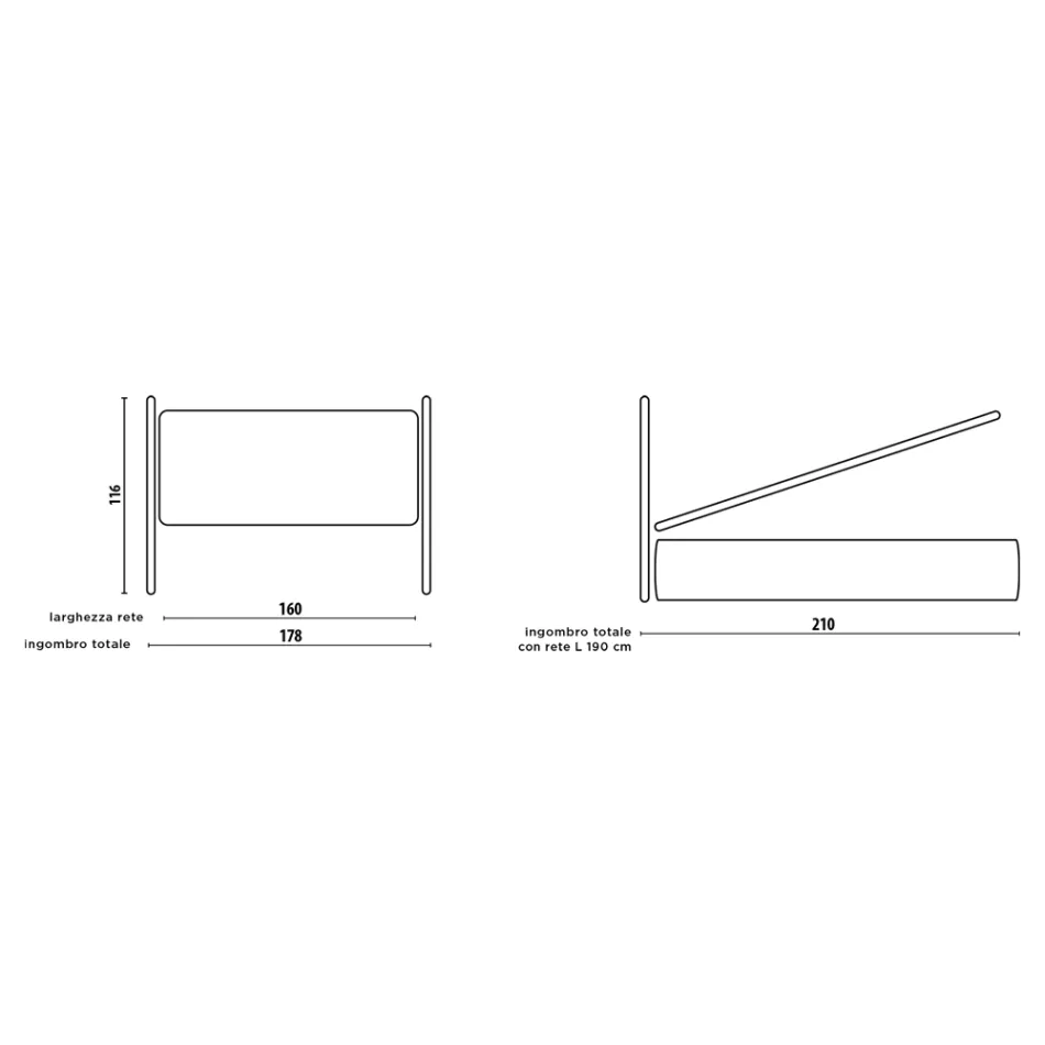 Gestoffeerd tweepersoonsbed met 2 nachtkastjes en matras Made in Italy - Aaron Viadurini