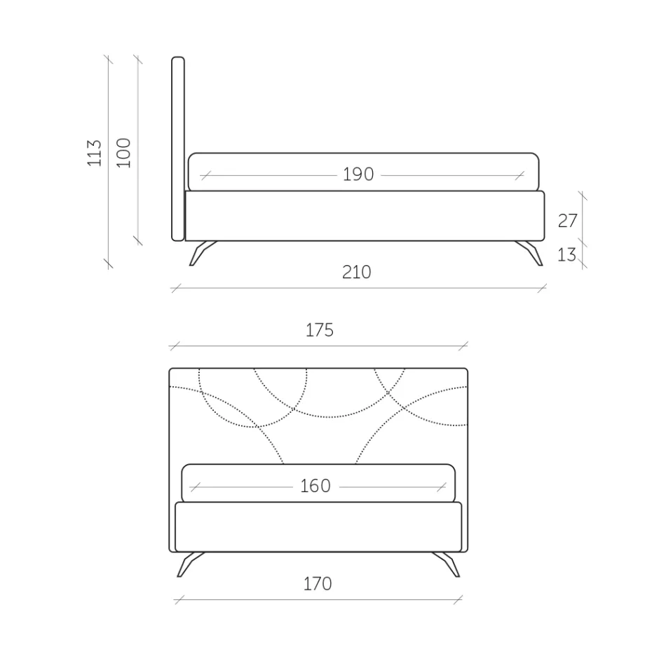 Gestoffeerd tweepersoonsbed met opbergdoos Made in Italy - Zonnebloem Viadurini