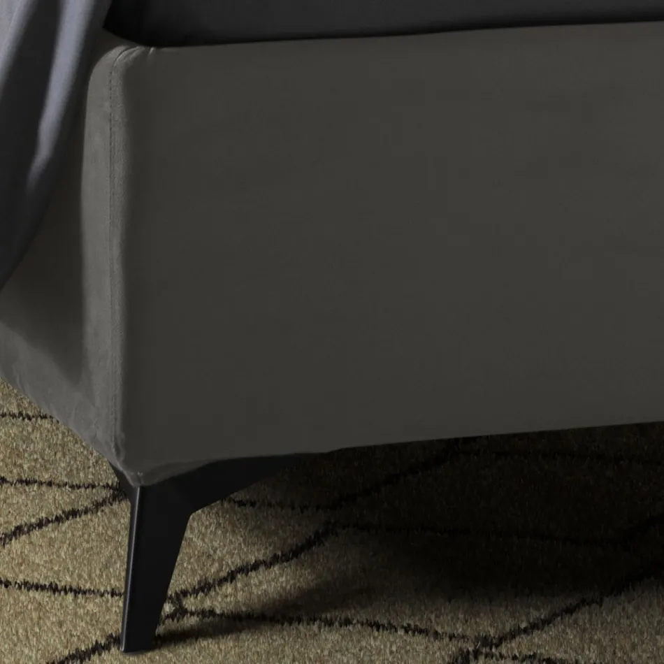 Gestoffeerd tweepersoonsbed met opbergdoos Made in Italy - Zonnebloem Viadurini