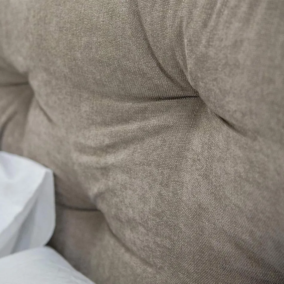 Gestoffeerd tweepersoonsbed met box van ecoleer of stof gemaakt in Italië - Nasello Viadurini