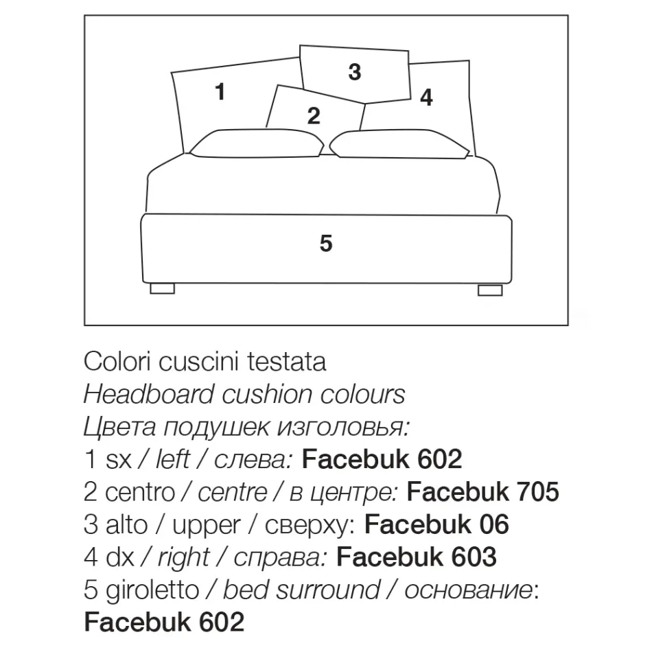Gestoffeerd tweepersoonsbed met stoffen opbergmeubel - Belle Viadurini