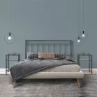 Gestoffeerd tweepersoonsbed met matras en 2 nachtkastjes Made in Italy - Rolly Viadurini