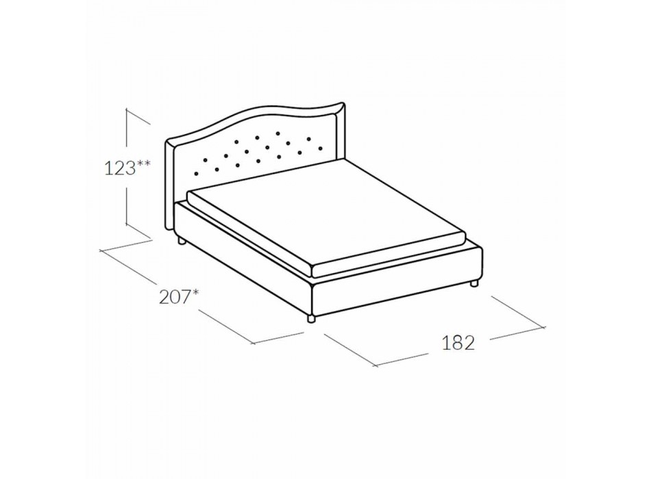 Dubbel bed bekleed met kunstleer met doos 160x190 / 200 cm Agly Viadurini