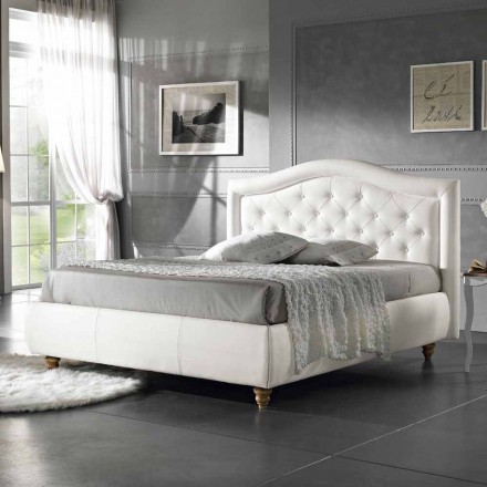 Dubbel bed bekleed met kunstleer met doos 160x190 / 200 cm Agly Viadurini