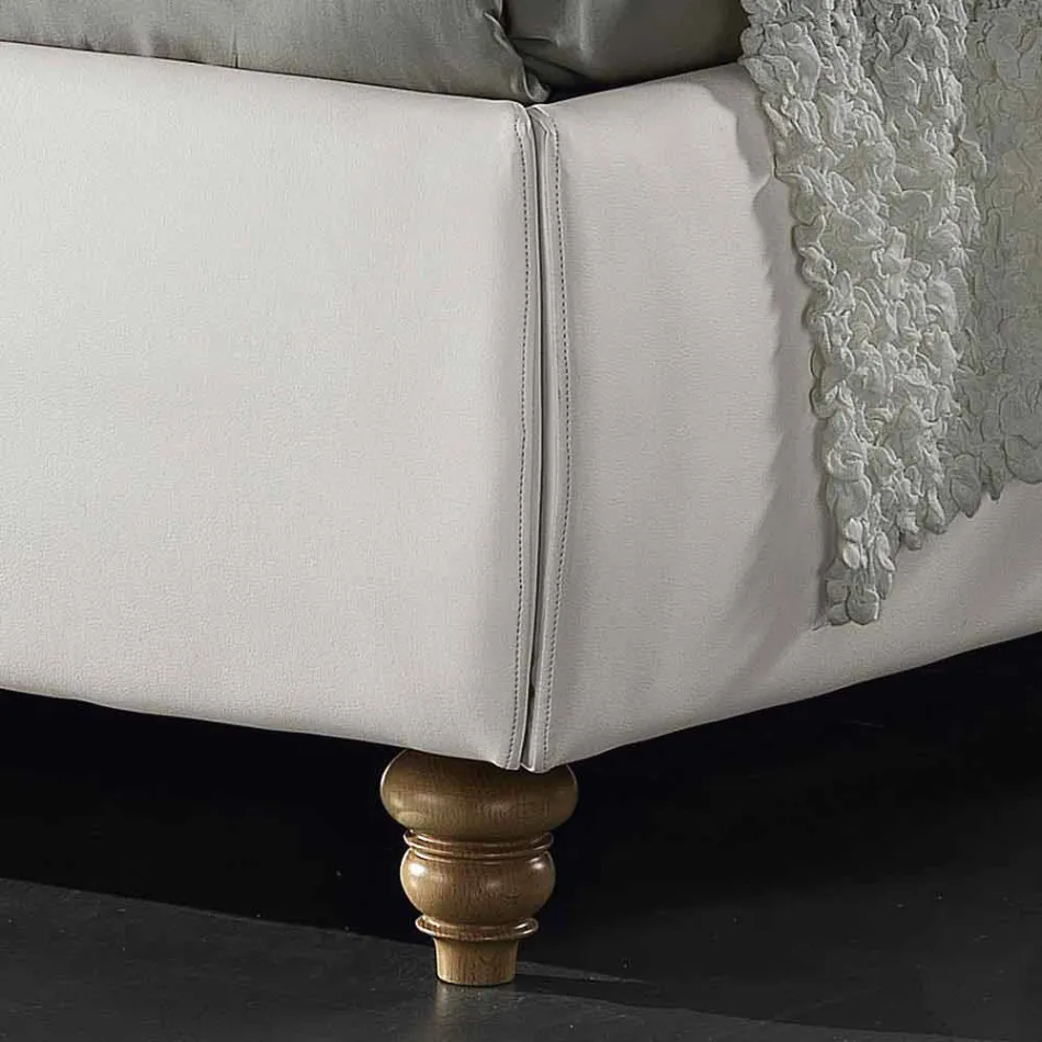 Dubbel bed bekleed met kunstleer met doos 160x190 / 200 cm Agly Viadurini