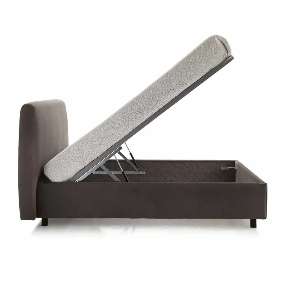 Dubbel bed bekleed met kunstleer met doos 160x190 / 200 cm Agly Viadurini