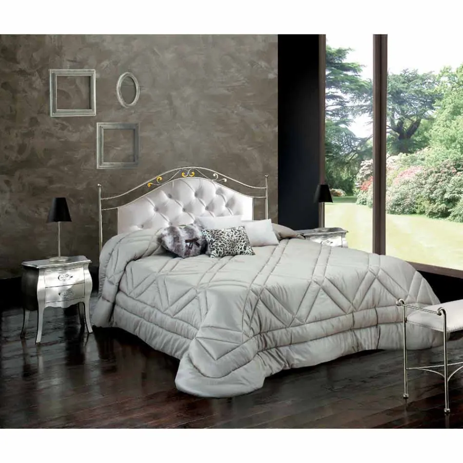 Gestoffeerd dubbel bed met de hand gemaakt in massief ijzer Gracie Viadurini