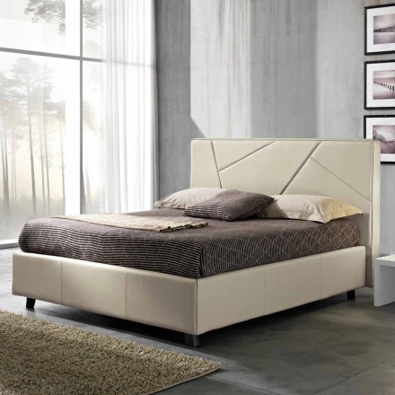 Dubbel bed in kunstleer met doos piek 160x190 / 200 cm Mia Viadurini