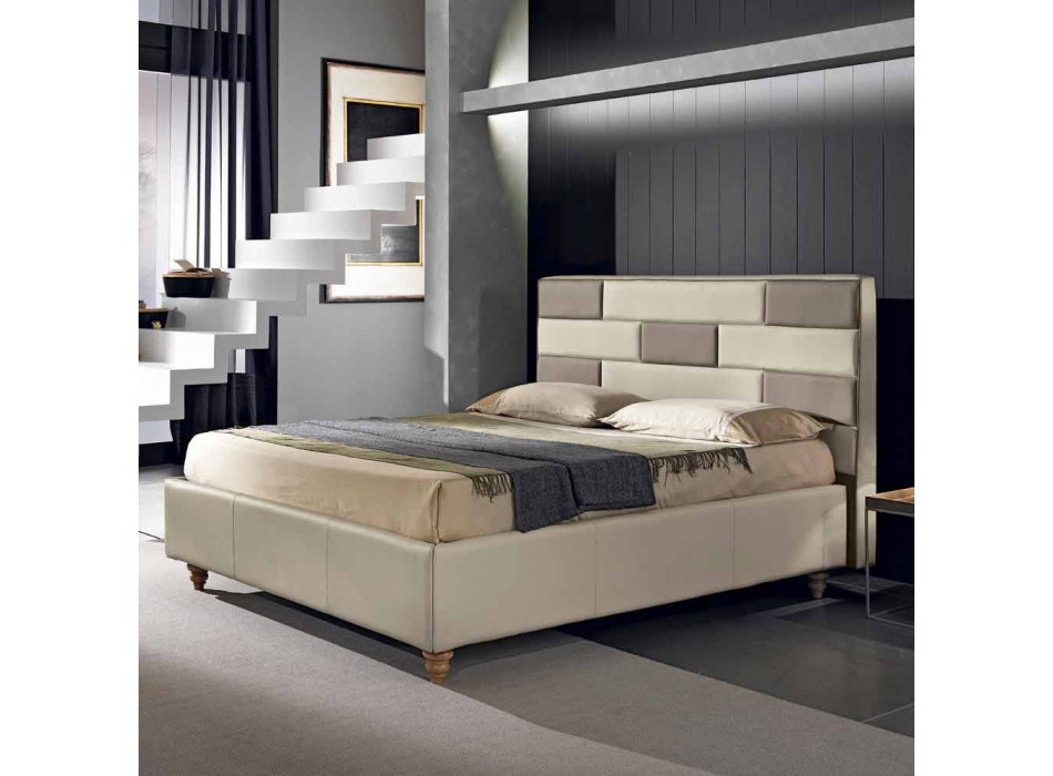 Dubbel bed in kunstleer met opbergvak 160x190 / 200 cm Gin Viadurini