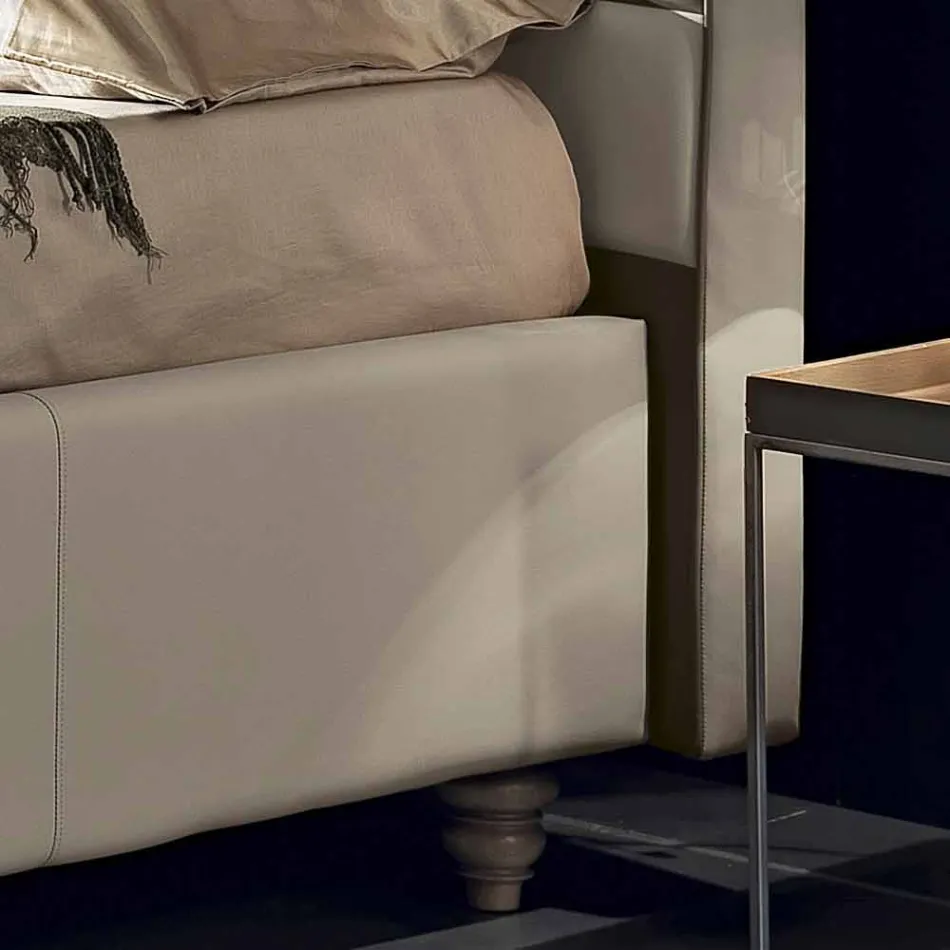 Dubbel bed in kunstleer met opbergvak 160x190 / 200 cm Gin Viadurini