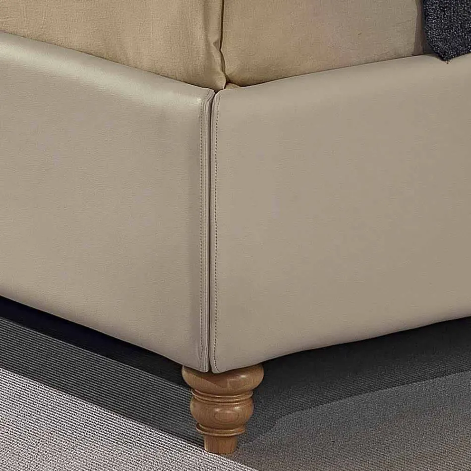 Dubbel bed in kunstleer met opbergvak 160x190 / 200 cm Gin Viadurini