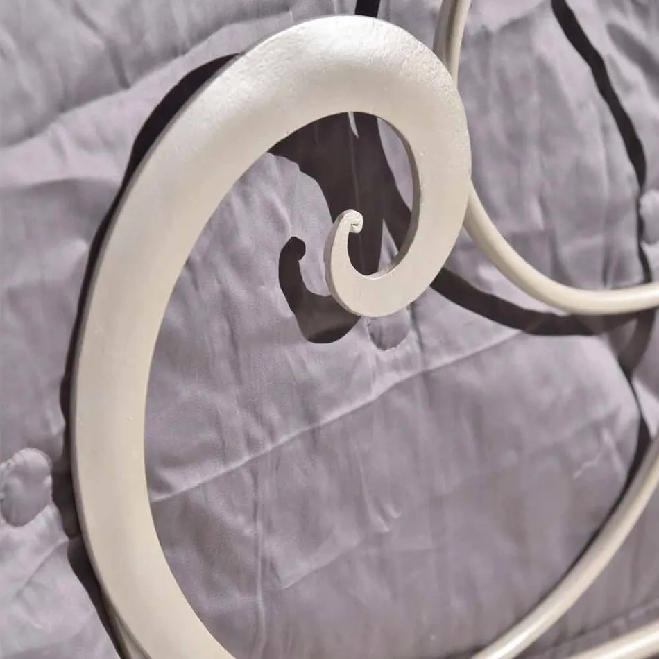 Dubbel bed in smeedijzer met Athena solsleutel decoratie Viadurini