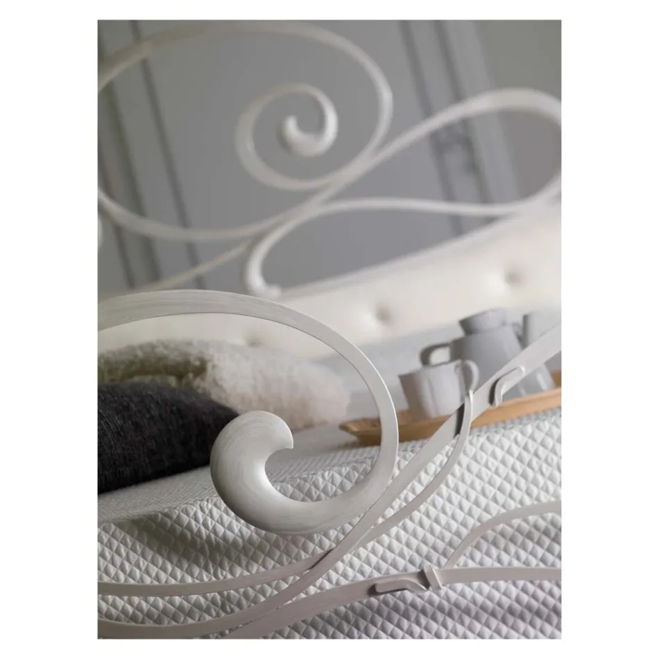 IJzeren tweepersoonsbed met bijpassend voeteinde Made in Italy - Laser Viadurini