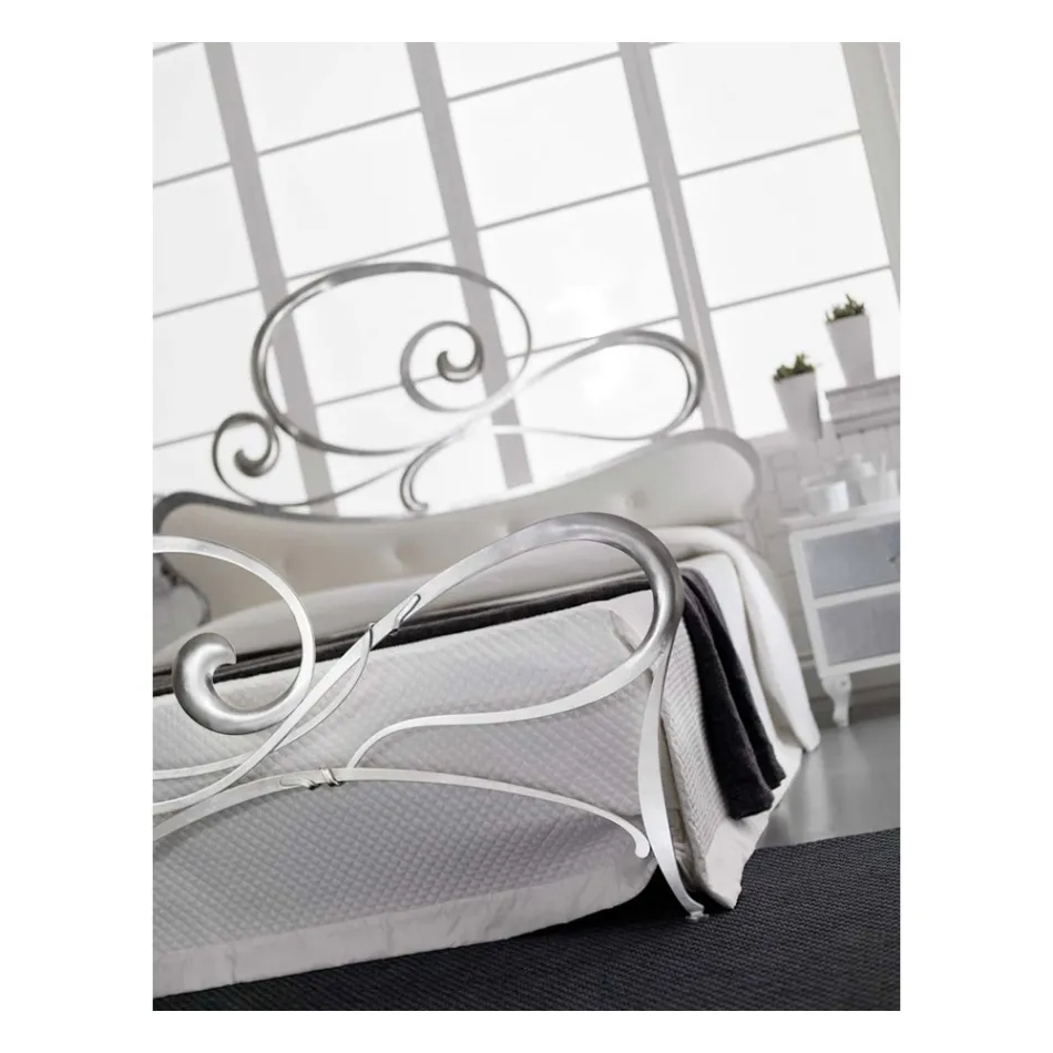 IJzeren tweepersoonsbed met bijpassend voeteinde Made in Italy - Laser Viadurini