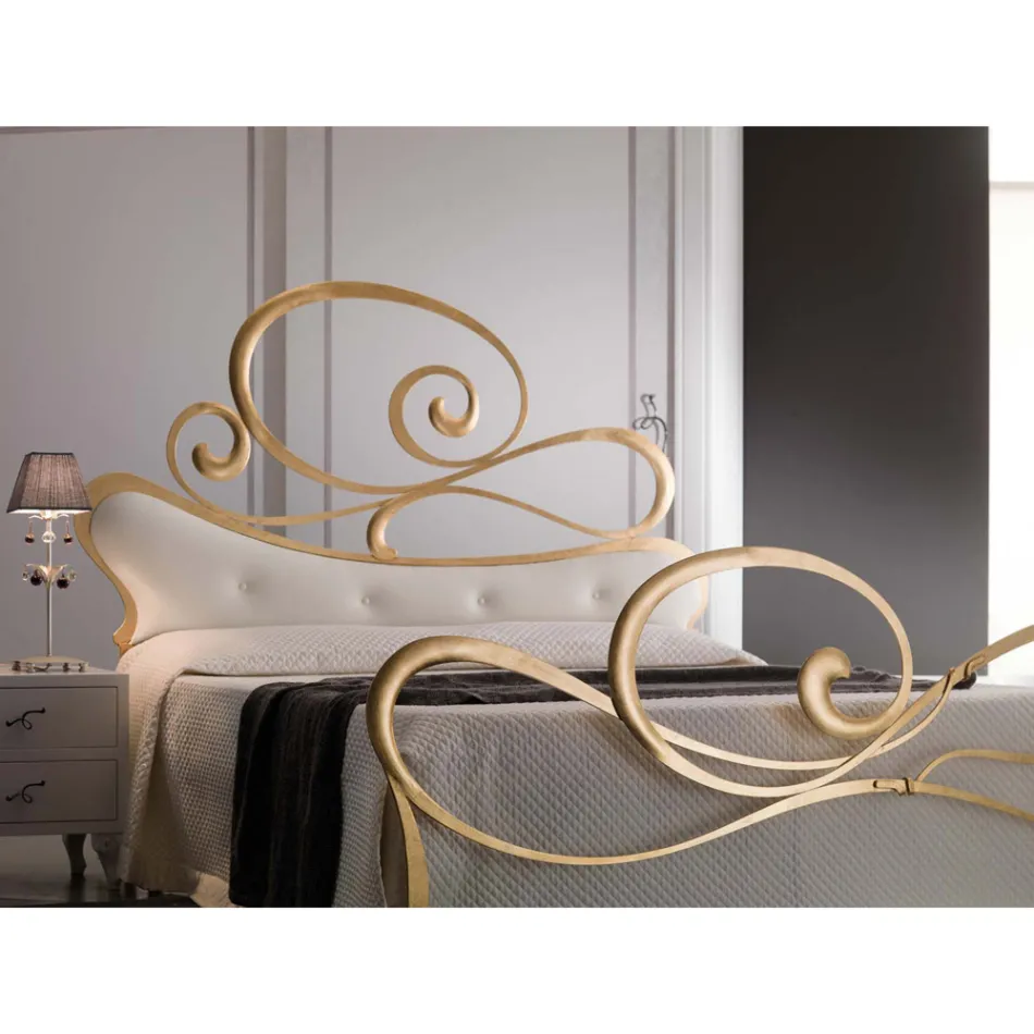 IJzeren tweepersoonsbed met bijpassend voeteinde Made in Italy - Laser Viadurini