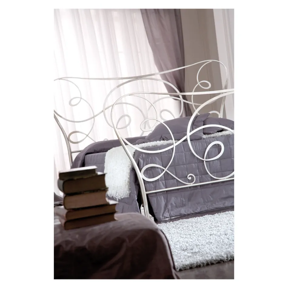 IJzeren tweepersoonsbed met optioneel voeteinde Made in Italy - Lampo Viadurini