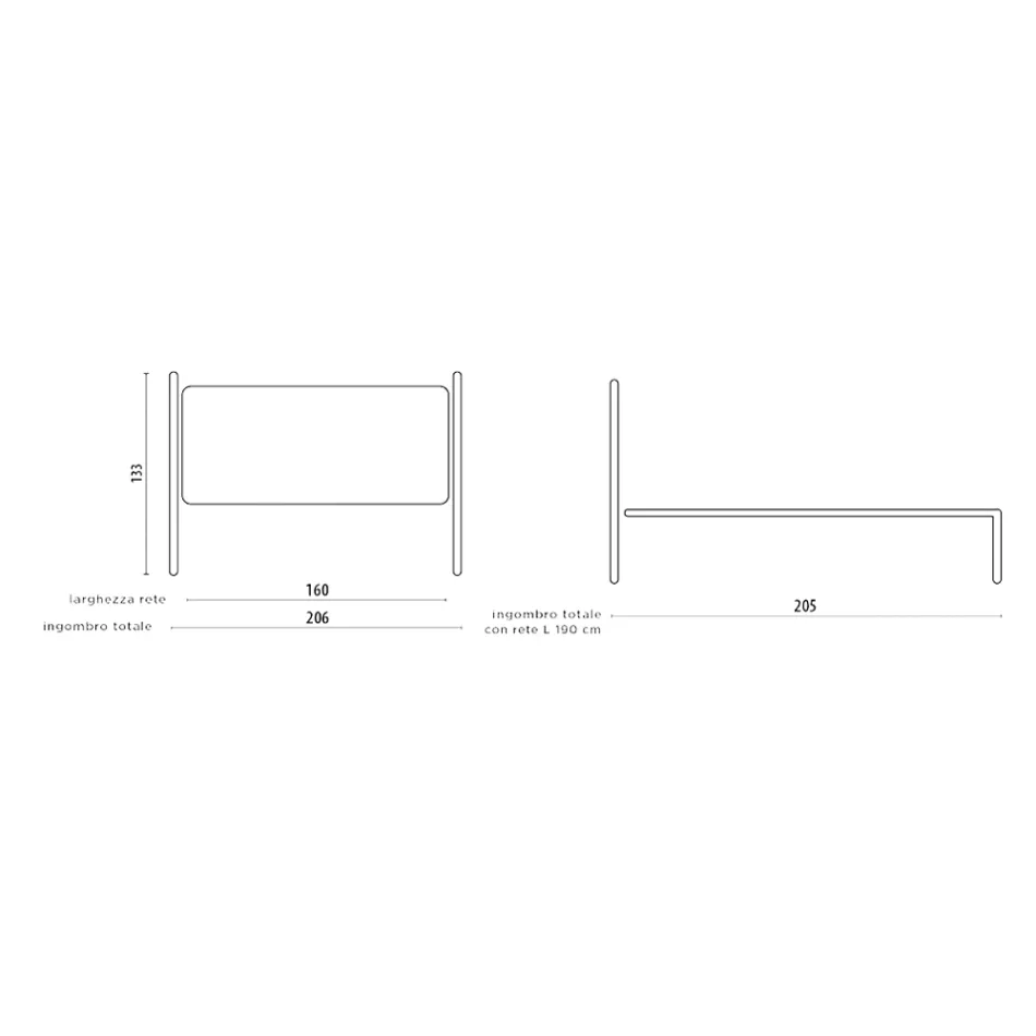 Tweepersoonsbed van ijzer en echt leer, 2 nachtkastjes en matras - Redenen Viadurini