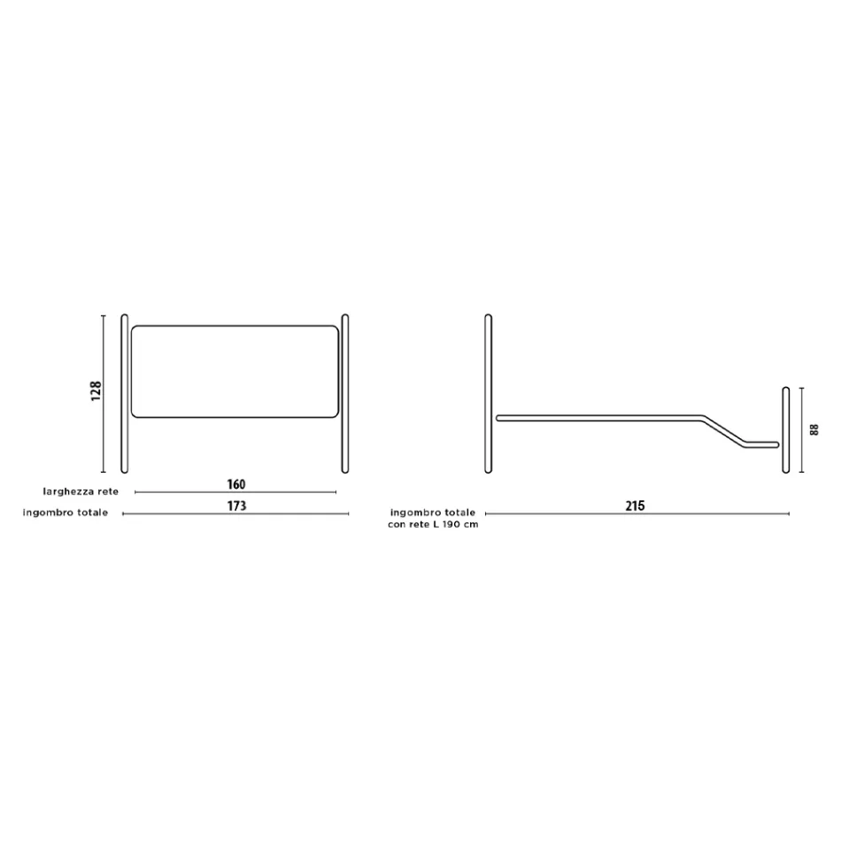 Tweepersoonsbed in zwart zilver buisijzer Made in Italy - Geometrie Viadurini