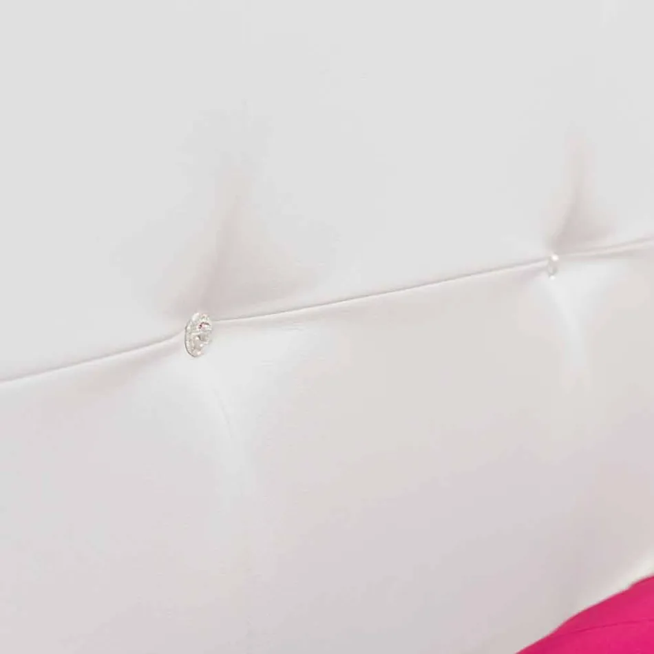 Tweepersoonsbed in kunstleer met houten poten Made in Italy - Perzio Viadurini