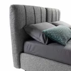 Stoffen tweepersoonsbed met box en gestreept hoofdeinde Made in Italy - Nives Viadurini