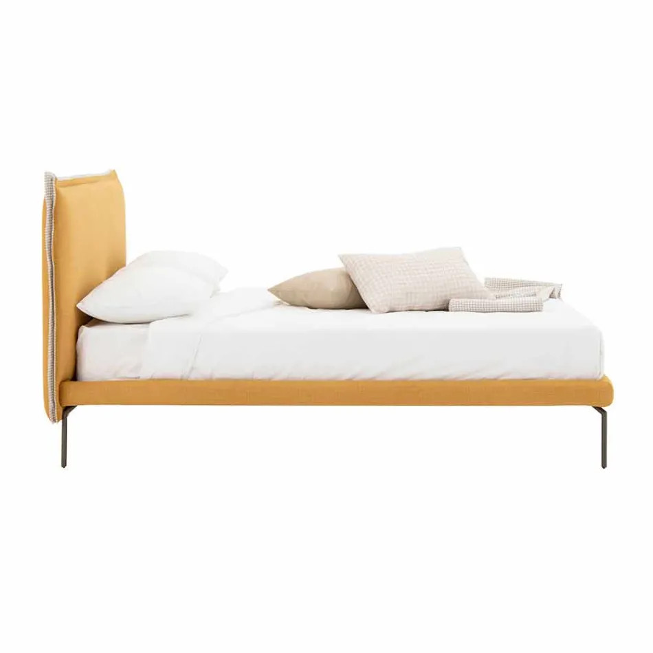 Tweepersoonsbed in stof met metalen poten Made in Italy - Glorio Viadurini