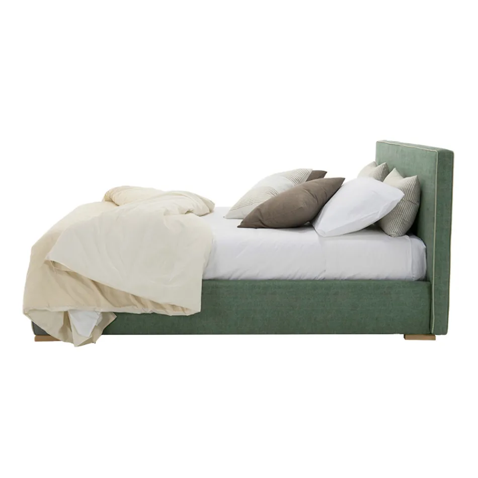 Tweepersoonsbed van stof of ecoleer met opbergmeubel Made in Italy – Etoile Viadurini