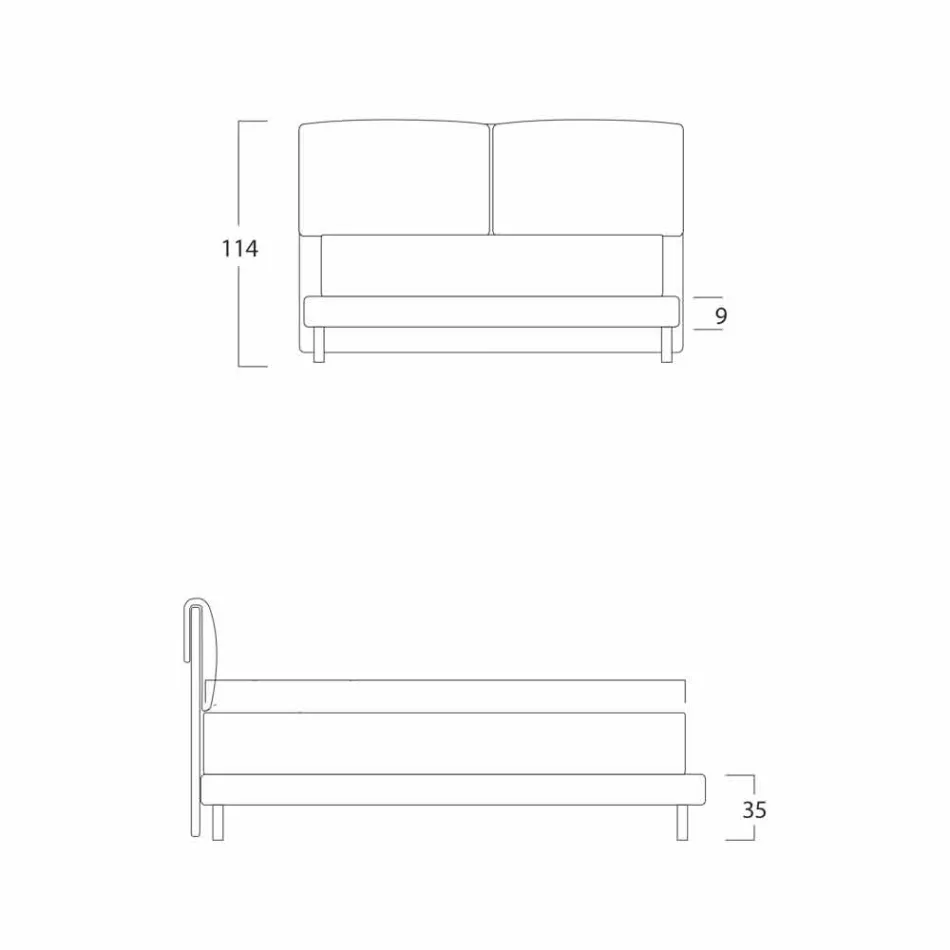 Modern tweepersoonsbed, dunne voet, Iorca door Bolzan Viadurini