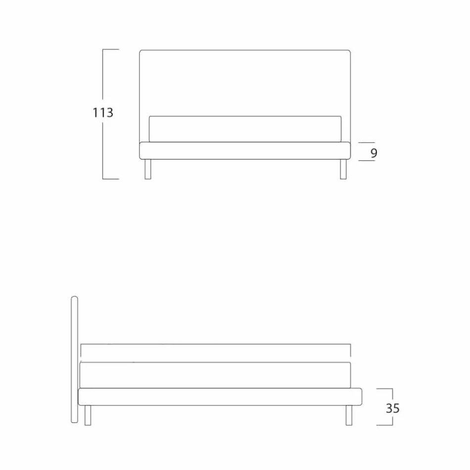 Modern tweepersoonsbed met dunne voet Gaya New van Bolzan Viadurini