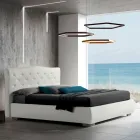 Modern tweepersoonsbed met box en gewatteerd hoofdeinde - Londen Viadurini