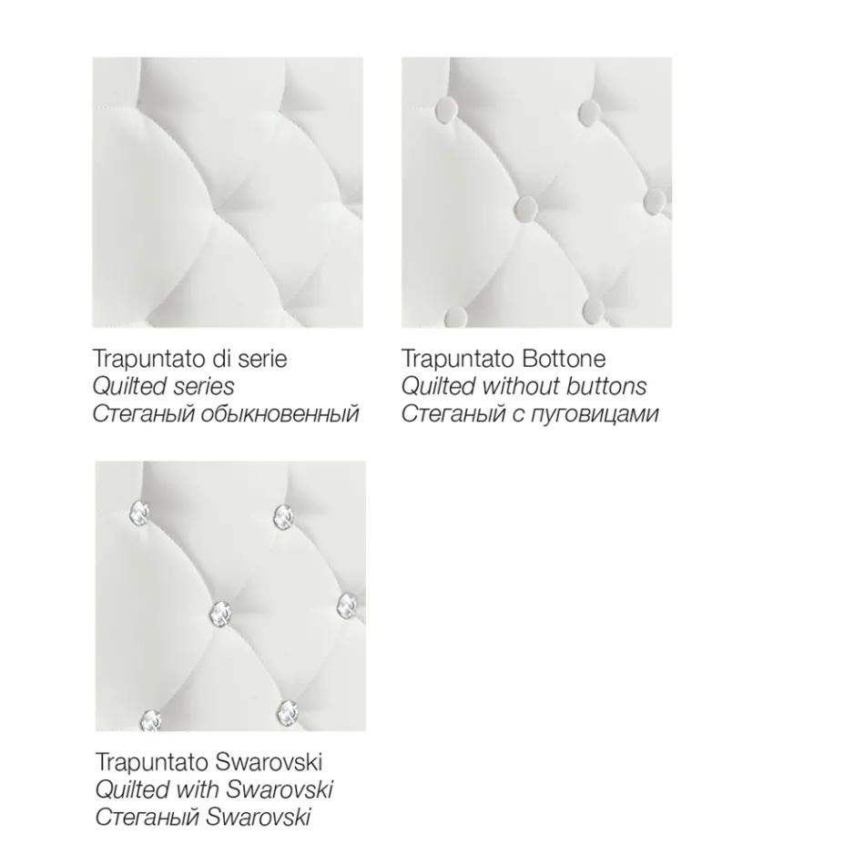 Modern tweepersoonsbed met box en gewatteerd hoofdeinde - Londen Viadurini