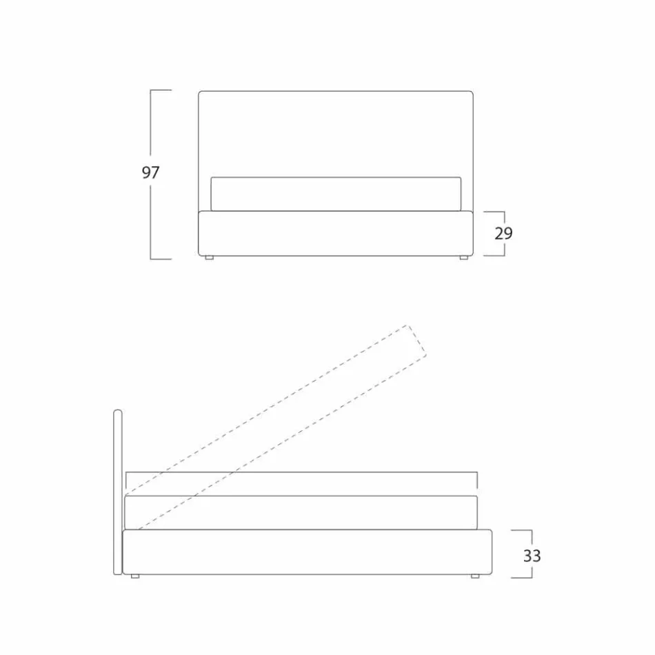 Modern tweepersoonsbed, met opbergruimte, Gaya New van Bolzan Viadurini