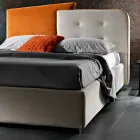 Modern design tweepersoonsbed in grijs en oranje fluweel - Plorifon Viadurini