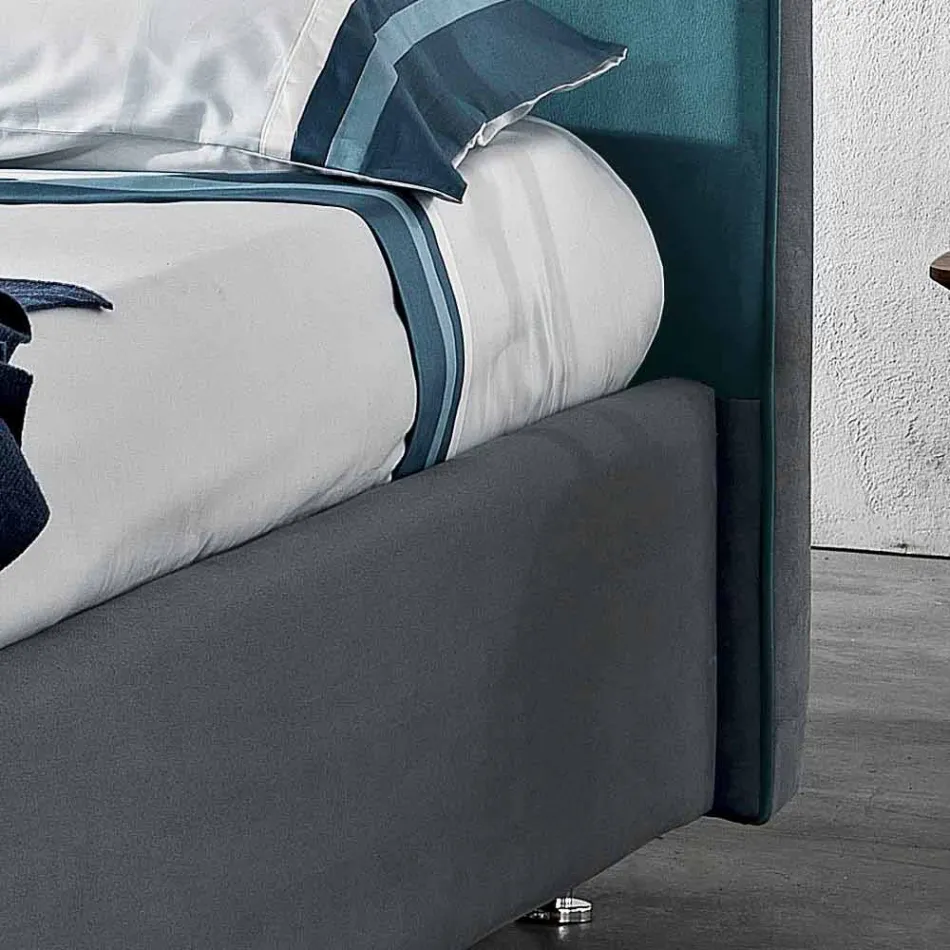 Hedendaagse gestoffeerde tweepersoonsbed met doos piek 160x190 / 200cm Mia Viadurini